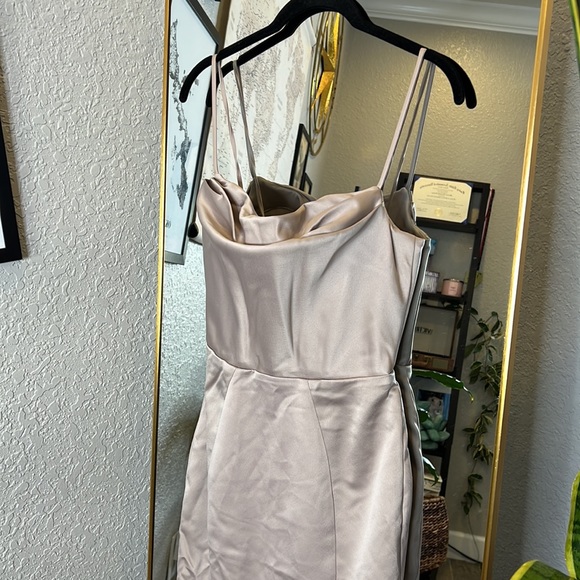 HOUSE OF CB 'Violette' Mushroom Satin Fishtail Maxi Gown NWOT - Picture 7 of 10